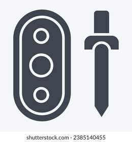 Arma de iconos. relacionado con el símbolo celta. estilo glifo. diseño simple editable. ilustración simple