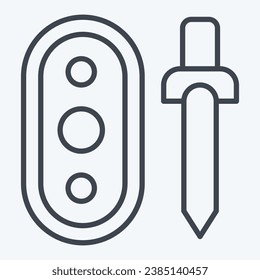 Arma de iconos. relacionado con el símbolo celta. estilo de línea. diseño simple editable. ilustración simple
