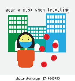 icon wearing a health warning mask vector design color illustration
