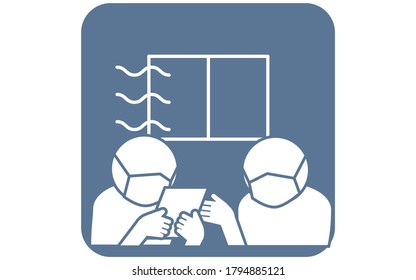 Icono con máscara y ventilación