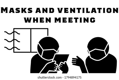 Icon wearing a mask and ventilating