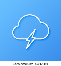 Icon weather cloud with lightning on a blue background