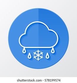 Icon weather cloud and sleet on a blue circle