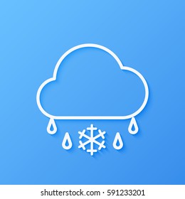 Icon weather cloud and sleet on a blue background