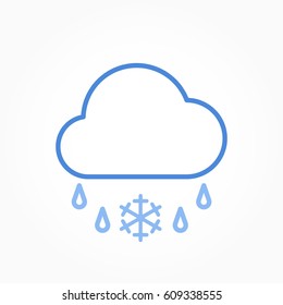 Icon weather cloud and sleet on a white background