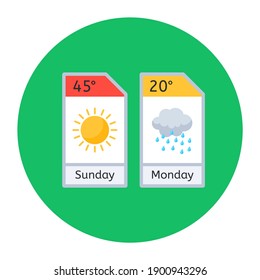 
Un icono del pronóstico del tiempo en diseño plano 