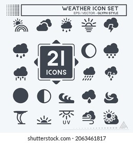 Clima de iconos - Estilo de glifo - Ilustración simple, trazo editable, vector de plantilla de diseño, Buena para impresiones, afiches, anuncios, anuncios, gráficos de información, etc.
