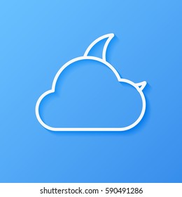 Icon weather moon and cloud on a blue background