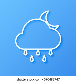 Icon weather moon, rain and cloud on a blue background