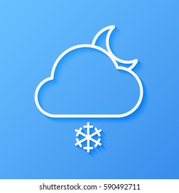 Icon weather moon, snow and cloud on a blue background