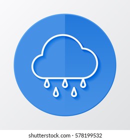 Icon weather raine and cloud on a blue circle
