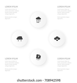 Icon Weather Set Of Rainy, Cloud, Rain And Other Vector Objects. Also Includes Storm, Rainy, Rain Elements.