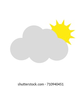 Icon weather . The sun behind the clouds . Vector illustration .