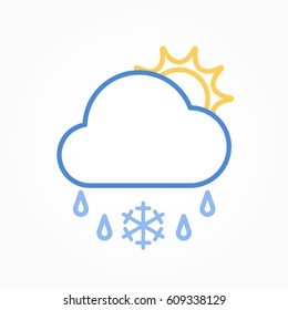 Icon weather sun, cloud, sleet on a white background