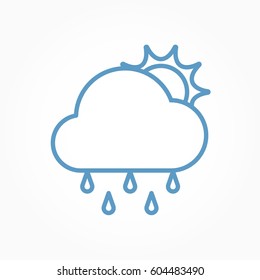 Icon weather sun, rain and cloud on a white background
