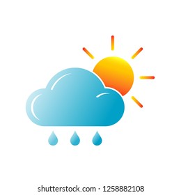 Icon of weather, sun, summer, rain, cloud. Editable vector 64x64 pixel.