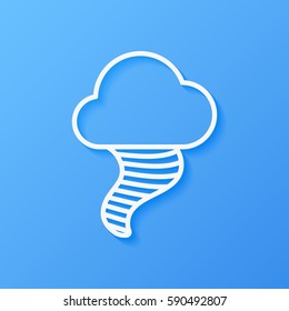 Icon weather tornado and cloud on a blue background