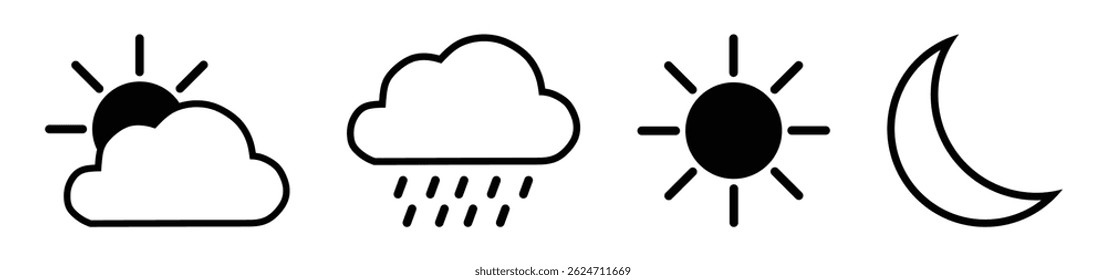 icon, weather, vector, business, design, technology, nature, art, illustration, concept, sun, white, cloud, digital, data, button, moon, graphic, network, communication, internet, web, sign, rain, nig