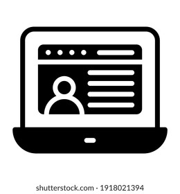 Icon of web account, solid design