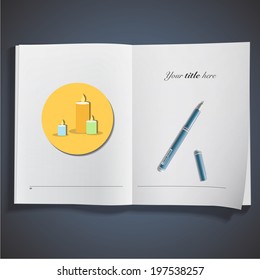 Icon web of candles printed on book