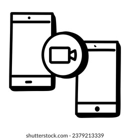 Icon of web chatting in doodle modern design 