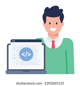 An icon of web coding in flat design 
