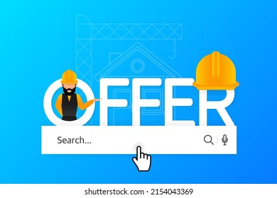 Icono de diseño web con oferta de trabajo. Ilustración vectorial creativa. Concepto de ilustración vectorial de entrevista de trabajo