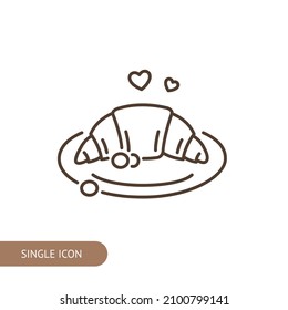 Сroissant icon for web design, menu, app, poster, ads, postcard and magazine