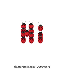 Icon for web designers. A word from ladybirds. The word Hi.