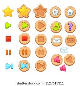 icon for web and game. button for web and game. wood style.