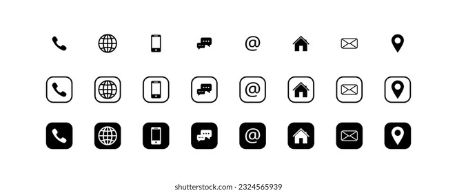 Icon web. Icons. Contact icons. Social media signs. Vector illustration