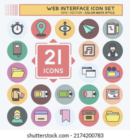 Icon Web Interface Set. color mate style. simple design editable. design template vector. simple symbol illustration