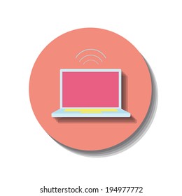 Icon web of laptop over white background