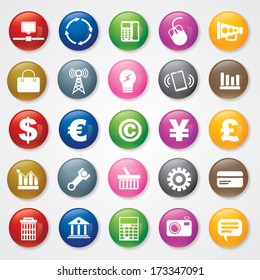 Icon of Web and Mobile on Round 3 D Buttons. Eps-10
