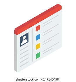 Icon of web profile isometric design.