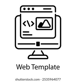 Um ícone de modelo da Web em estilo de linha  