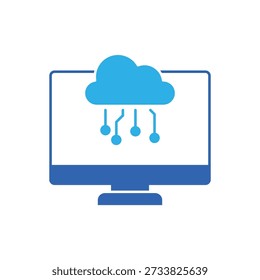 Icon a Web3 cloud technology on monitor, isolated against a clean background.