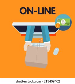 Icon for website and mobile application. Flat design. Vector. Editable. Business on-line shopping.