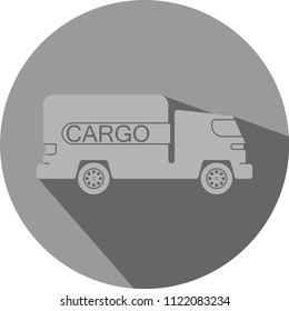 Icon for web-sites. Triple-grey coloured. Cargo truck.