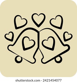 Icon Wedding Bells. related to Ring symbol. hand drawn style. simple design editable. simple illustration