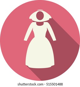 icon wedding dress flat design vector. icon bride