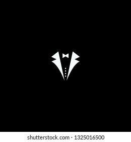the icon of a wedding man's suit with a bow tie on a black background