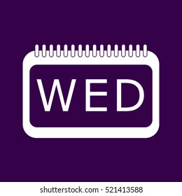 Icon wednesday on spiral block at violet background