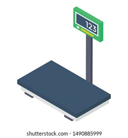 Icon of weighing machine in isometric design.