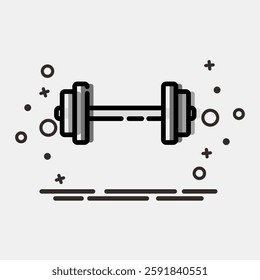 Icon weight lifting. Sports elements. Icon in MBE style.