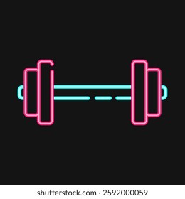 Icon weight lifting. Sports elements. Icon in neon style.