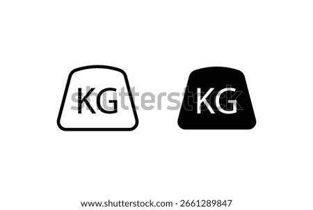 Icon of a weight scale with KG letters, representing mass or measurement in kilograms. Ideal for fitness, gym, health, or industrial design concepts.
