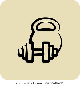 Icon Weight Training. suitable for Healthy symbol. hand drawn style. simple design editable. design template