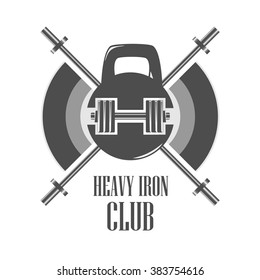 Icon weightlifting and fitness club on a white background