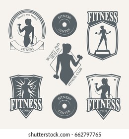 Icon weightlifting and fitness club on a white background. logo fitness club